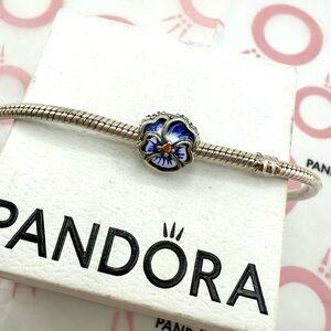 Pandora Blue Pansy Flower Charm